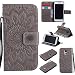 Produktbild Lonchee Samsung Galaxy S5Mini G800 SM-G800 Leder Wallet Tasche Brieftasche Schutzhülle , Sonnenblumen geprägten Muster Design Hochwertige PU Leder Folio Tasche Case Hülle im Bookstyle mit Standfunktion Kredit Kartenfächer (grau)
