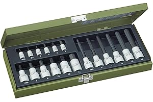 Proxxon 23100 Spezialsatz für Innensechskantschrauben mit 6,3mm (1/4") HX2-HX6 und 12,5mm (1/2") Antrieb HX6-HX14 (kurz) & HX5-HX12 (lang) 18teilig