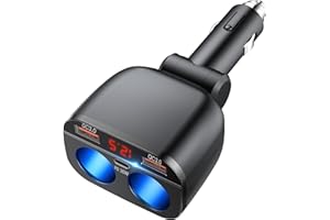 OOWOLF Charger Cigarette Lighter Adaptor - QC 3.0 120W Car Power Adapter Two Way Switch 12V/24V Car Power Dual 2.4A USB Adapter and Type C Port
