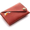 Minimalist Leather Wallet - Fragola Red, Stitchless Cardholder, Coin Purse, Italian Premium Quality, Vintage Unisex Pouch, Gift for Men/Women, Slim Money Clip, Crazy Horse Craft
