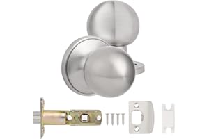 Probrico Brushed Nickel Passage Door Knobs for Interior Doors, Round, 1 Pack