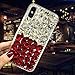 Produktbild Luxus Glitzer Hülle für Galaxy A70, Misstars 3D Bling Diamant Handyhülle Transparent Hart PC Rückschale mit Silikon TPU Rahmen Schutzhülle für Samsung Galaxy A70, Silber+Rot