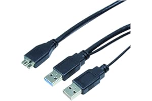 Archgon Y-cable USB 3.1 Gen 1 (USB 3.0) - 2X Type-A plug to 1x Micro B plug, black, both cable ends 17.7 inches (0.45 m)