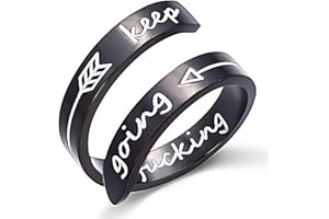 Gleamart Inspirational Ring Stainless Steel Engraved Keep Going Ring Gift