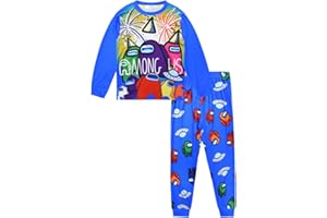 Temolie Among Us Game Pigiama Set per Ragazzi Ragazze Bambini Manica Lunga Pigiameria Top e Pantaloni