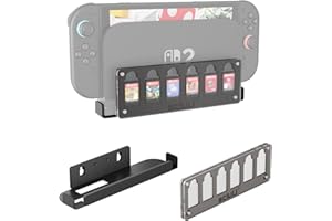 sciuU Support Mural + Étui Magnétique pour Cartes de Jeu – Compatible avec Nintendo Switch 2 Dock – Support en Acier INOX + Boîte Acrylique 6 Slots – Kit d’Organisation & Présentation Gain de Place