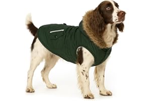 Flamingo Hundemantel Winter – Kimo Grün – L 50cm – warm & modisch – Polyester – wasserabweisend – Fleece-Innenfutter – Kapuze – Klettverschluss – Geschirröffnung