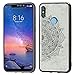 Produktbild Jorisa Hülle Kompatibel mit Xiaomi Redmi Note 6/Note 6 Pro,Geprägt Mandala Blume Retro Stoff Slim Dünn Handyhülle Hybrid Hart PC Weich Silikon mit Magnetische Autohalterung Funktion Hülle,Grau