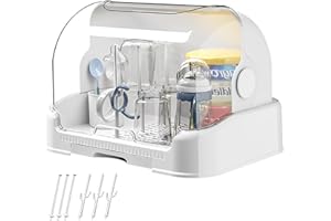 OBELUNRP Baby Bottle Drying Rack, LNursing Baby Bottle Storage Box, Dustproof Bottle Storage with Cover, Portable Baby Bottle Drying Rack for Kitchen Cabinet