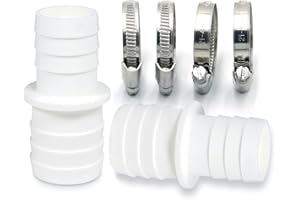 HOECMRHP Set of 2 Hose Connector Hose Nozzle Diameter 32 / 38 mm – Norma 1 1/4 Inch to 1 1/2 Inch Pool Hose Adapter – Double Hose Nozzle with Universal Stainless Steel Hose Clamps (2 x 32 to 38 mm Set)