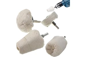 HELWEET Disco Lucidante per Trapano, Cotton Mop Rotella di Lucidatura, Lucidatura Trapano Kit, Strumento di Lucidatura a Forma di Ruota, Adatto per Metallo, Gioielli, Acciaio Inossidabile, 4 Pezzi