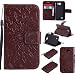 Produktbild Lonchee LG K4 (4,5 Zoll) Leder Wallet Tasche Brieftasche Schutzhülle , Sonnenblumen geprägten Muster Design Hochwertige PU Leder Folio Tasche Case Hülle im Bookstyle mit Standfunktion Kredit Kartenfächer (braun)