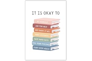 AWTJIS Poster "It's Okay To Not Be Okay", Geschenk für Lehrer, inspirierende Zitate für Kinder, Leinwand-Kunst, Boho, Klassenzimmer, Bildung, Zuhause, Schlafzimmer, Schlafsaal, Wanddekoration, 30,5 x 40,6