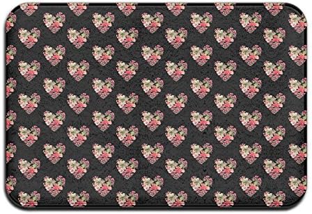 Flower Heart Non-slip Doormat Floor Door Mat Indoor Outerdoor Bathroom 23.6 X 15.7 Inch