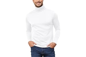 HOEFIRM Pull Col Roulé Hommes T-Shirts Pulls Homme Manches Longues Casual Base Slim Fit Hiver sous