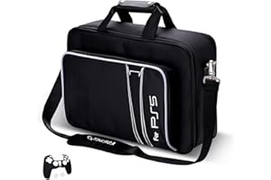 G-STORY Carrying Travel Case Compatible with PS5 Slim, Protective Case Travel Bag Holds PlayStation 5 Slim Console(Disc/Digital Edition), Controllers and Accessories, One Controller Skin is Included