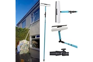 KAYNUR 3.5 Meter Long Extendable Pole Window Cleaner Removable Squeegee Glass Wash Dirt & Dust Telescopic Cleaner Kit Soft Head Supplies Aluminium Metal Pole