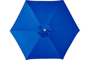 LUSCHEER Replacement Parasol Canopy Waterproof, Parasol Replacement Canopy Cover Patio Umbrella Cloth for 2.5m 6 Ribs Diameter Large Patio Umbrella Weatherproof UV-Anti, Blue