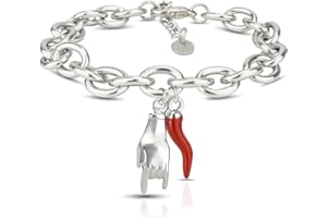 SAGA GIOIELLI® Bransoletka damska Birthstone Róg Stal Czerwony, 17 centimeters, Stal nierdzewna