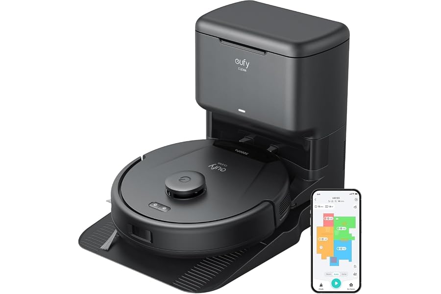 eufy L60 Saugroboter mit Absaugstation, Ultra Starke 5.000Pa Saugkraft, Anti-Haar-Verwicklung, Absau
