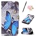 Produktbild Uposao Handyhülle für Samsung Galaxy A5 2017 Hülle PU Leder Flip Case Cover Blau Schmetterling Muster im Bookstyle mit Klappbares Standfunktion Karteneinschub und Magnetverschluß Etui Tasche Hüllen + Eingabestift + Blumen Staub-Stecker