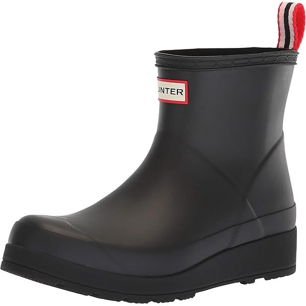 Hunter Women's Refined Gloss Quilt Chelsea Rain Boot, Black, 4 UK