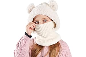 Koerye Bambini Cappello Invernali 3 in 1 Calda Carina Berretti in Lana a Maglia Passamontagna Cappello Sciarpa con Cappuccio per Alpinismo Sci