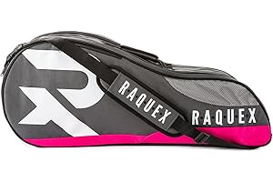 Raquex Sac de Tennis - Sac à Raquettes pour Tennis, de Badminton et de Squash. Bleu, Noir ou Magenta. Sac de Badminton, Peut Contenir jusqu'à 6 Raquettes + Accessoires + Baskets
