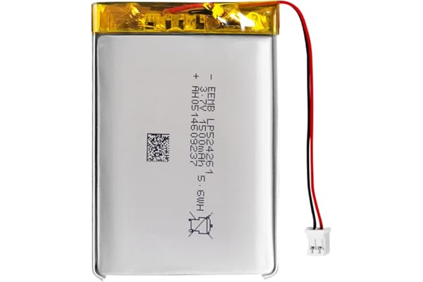 EEMB Batterie Lithium polymère 3,7V 1500mAh 524261 Batterie Rechargeable lipo avec connecteur JST avec VXI Blue Parrott - vérifier la polarité de l'équipement et du connecteur Avant l'achat