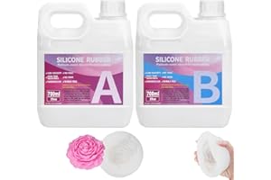 ZQSSMLIED 1400ml 15A Kit de Fabrication de moules en Silicone, Caoutchouc de Silicone Liquide pour Le Moulage, Non Toxique, Facile à Utiliser, Caoutchouc de Silicon de Moulage catalysé au Platine，1:1 par Poids