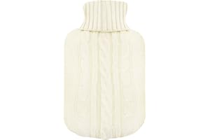 TRIXES Knitted Cover for Hot Water Bottle, Cream Knitted Insulator, Knitted Winter Accessories, Perfect Xmas/Mother's Day/Valentine's Day Gift for Her