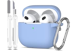 MHYALUDO Custodia per Airpods 3a generazione 2021,Custodia protettiva in morbido silicone per Airpods 3 con LED visibile sulla parte anteriore,con kit di pulizia,Blu grigio