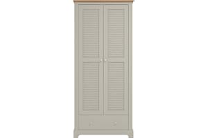 Galano Milan 2 Door 1 Drawer Wardrobe - Bedroom Furniture Unit with Hanging Rail Storage and Drawer, Wardrobe Storage Organizer (Light Grey/Oak)
