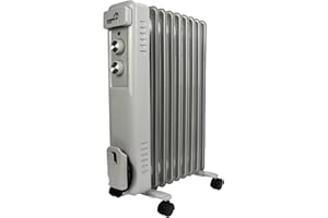 GLOBEWOLF OIL Filled Radiator Heater 9 Fin Electric 2KW Free Standing Portable Oil Radiator with Thermostat Control - 3 Heater Settings, Built in Safety Features - EXPRESS DELIVERY
