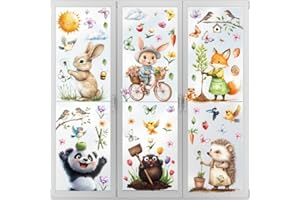 UYOTBKEUB 9 Blätter Fensterbilder Selbstklebend, Fenstersticker Wiederverwendbar, Fensteraufkleber Fensterdeko für Kinderzimmer Deko