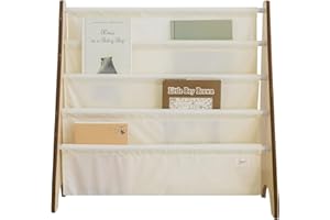 3 Sprouts - Estantería Infantil - Librería Montessori para Niños, Organizador de Libros y Juguetes - Crema