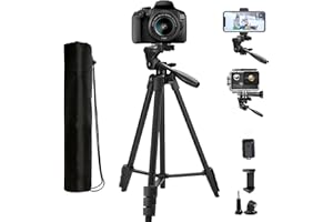 Telefon Kamera Stativ - ZETONG 135cm Telefonständer Reisestativ Aluminium Leichtes Kamerastativ mit Gopro Halterung, Handyhalter, kabellosem Fernauslöser und Tragetasche (Schwarz)