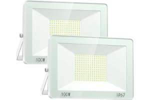 VRTOGTHE Faretto LED Da Esterno - 2 Pezzi 100W 10000LM Faro LED Esterno, 180 LED 7000K Bianco Freddo IP67 Impermeabile Faretti LED Esterno per Terrazze, Cortili, Giardini, Garage, Luoghi Commerciali Di