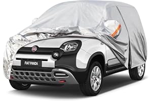 Kayme Telo Copriauto da Esterno, Compatibile con Fiat Panda (2011-2025), Copertura a 6 Starti per Impermeabile Anti UV Anti Vento Antipolvere, Telo Copri con Cerniera e in Cotone.
