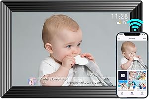 AILRINNI Cornice Digitale WiFi - 10.1 Pollici HD IPS Touch Screen Cloud Cornice Foto Digitale con 32 GB di Memoria, Auto-rotazione/Condividi Foto con l'App Frameo