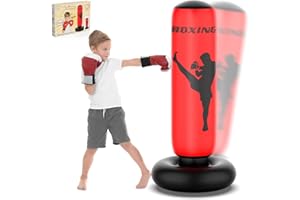 X XBEN Sac de frappe pour enfants, 160 cm, gonflable, sur pied, pour enfants et adultes, pour pratiquer le karaté, le taekwondo, soulager la pression et l'entraînement à la maison