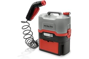 ERRECOM JET GUN PRO+, Nettoyeur Haute Pression Portable à Batterie avec Compartiment pour Accessoires, Réservoir d’Eau de 8 L, Tuyau Spiralé 3 m, Poids 2,9 kg