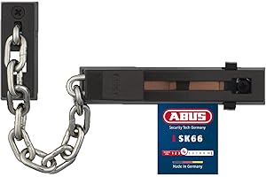 ABUS Catena SK66 per porta d'ingresso e porta d'appartamento - Catena di sicurezza con sicurezza bambini adatta per porte di chiusura sinistra e destra - Marrone