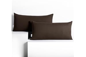 DecoKing 2 Kissenbezüge 40x80 cm Jersey 100% gekämmte Baumwolle Reißverschluss braun Amber