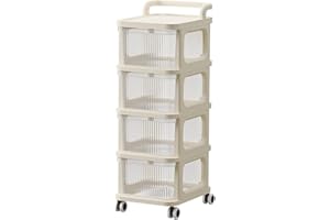 Ariyah Collections 4 Tier Stackable Storage Drawers | Luxury Plastic Storage Drawers on Rolling Wheels | Clothes Organiser Cart for Bathroom Kitchen Office (4 Tier Organiser)