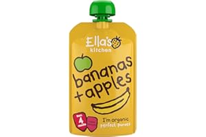 ELLA'S KITCHEN (VEGETARIAN) Organic Apples & Banana Baby Food +4 Months 120g (PACK OF 7)