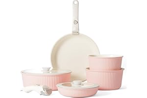 RIOVARM Induction Batterie de cuisine avec Poignées Détachables, Empilables Antiadhésive Granit Sets de poêles et casseroles avec Couvercles, Peu encombrant Poêle à frire Sans PFOA