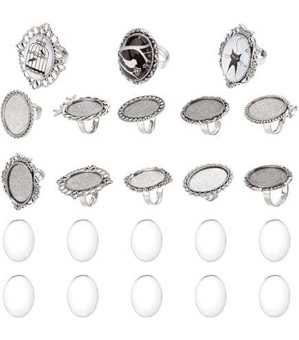 10 Supports Bagues Réglables En Acier Inox - Plateaux 10mm Pour Création Bijoux - DIY
