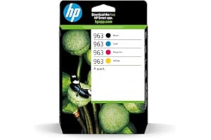 HP 963 6ZC70AE, Negro, Cian, Magenta y Amarillo, Cartuchos de Tinta Originales, Pack de 4, para impresoras HP OfficeJet Pro Serie 9000 All-in-One