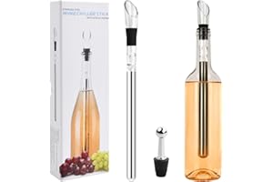 COZLLY Rafraichisseur de Bouteille de Vin Set 3 en 1 Refroidisseur Bouteille en Acier Inoxydable Decanteur Aérateur à Vin,Bouchon Bouteille Accessoire Vin Cadeau pour les Homme Amateurs de Vin